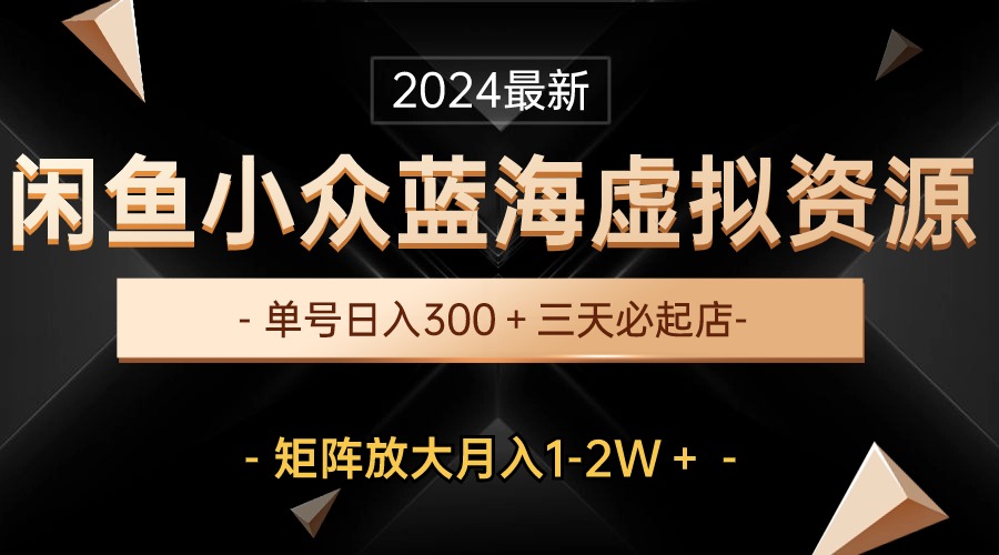 （10336期）最新闲鱼小众蓝海虚拟资源，单号日入300＋，三天必起店，矩阵放大月入1-2W-网赚项目平台