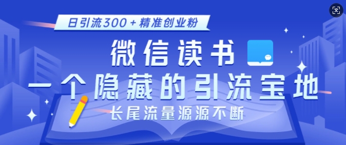微信读书，一个隐藏的引流宝地，不为人知的小众打法，日引流300+精准创业粉，长尾流量源源不断-网赚项目平台