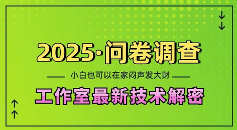 2025问卷调查最新工作室技术解密：一个人在家也可以闷声发大财，小白一天2张，可矩阵放大【揭秘】-网赚项目平台
