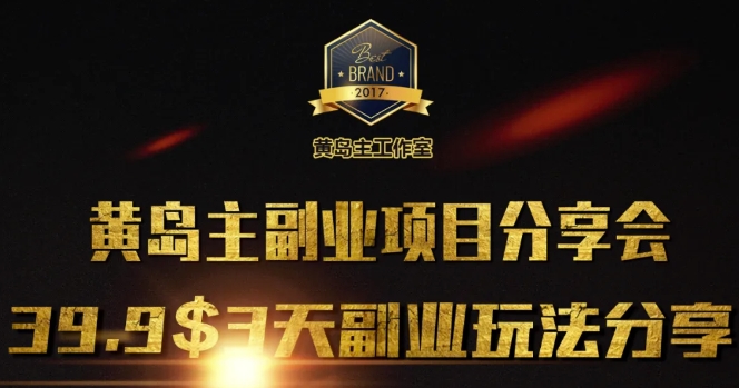 黄岛主副业分享会1期：3天3个副业玩法，速度上车-网赚项目平台