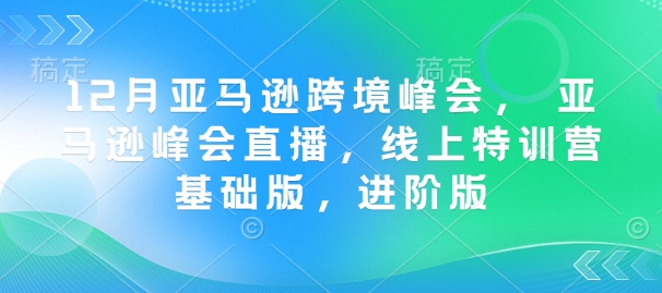 12月亚马逊跨境峰会， 亚马逊峰会直播，线上特训营基础版，进阶版-网赚项目平台