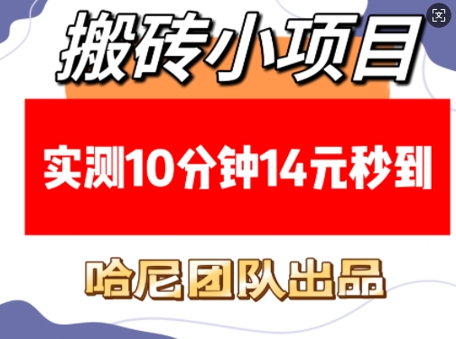搬砖小项目，实测10分钟14元秒到，每天稳定几张(赠送必看稳定)-网赚项目平台
