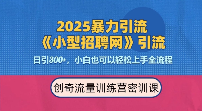 2025最新暴力引流方法，招聘平台一天引流300+，日变现多张，专业人士力荐-网赚项目平台