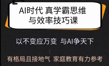 Ai时代真学霸思维与学习方法课，有格局且接地气，家庭教育有力参考-网赚项目平台