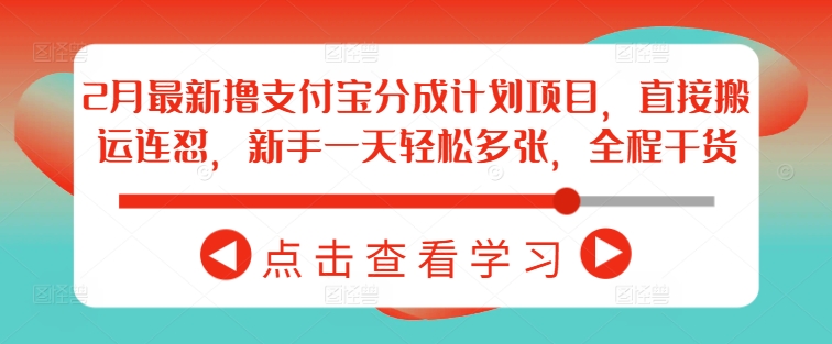 2月最新撸支付宝分成计划项目，直接搬运连怼，新手一天轻松多张，全程干货-网赚项目平台