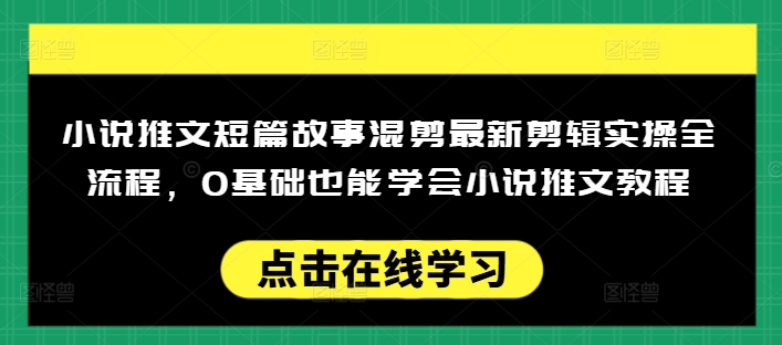 小说推文短篇故事混剪最新剪辑实操全流程，0基础也能学会小说推文教程，肯干多发日入多张-网赚项目平台
