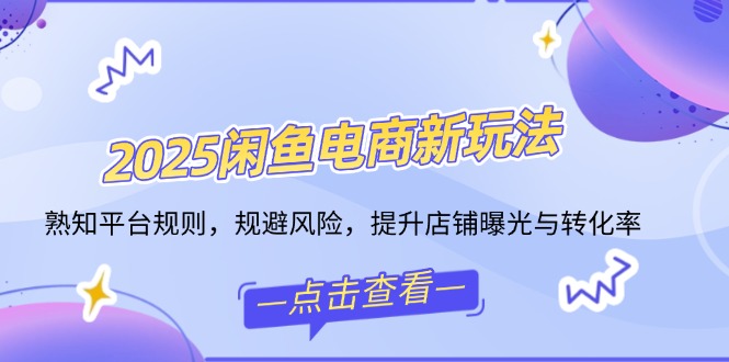 2025闲鱼电商新玩法，熟知平台规则，规避风险，提升店铺曝光与转化率-网赚项目平台