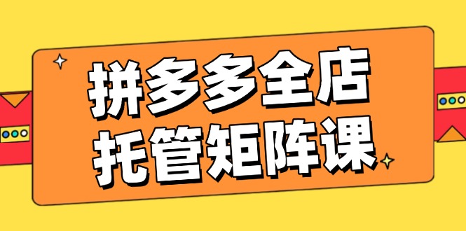 拼多多全店托管矩阵课，盈利动销玩法，高效计划设置，提升店铺效益-网赚项目平台