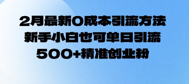 2月最新0成本引流方法，新手小白也可单日引流500+精准创业粉-网赚项目平台