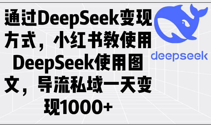 通过DeepSeek变现方式，小红书教使用DeepSeek图文，导流私域一天变现1000+-网赚项目平台