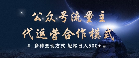 公众号流量主代运营  多种变现方式 轻松日入5张【揭秘】-网赚项目平台