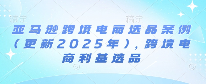 亚马逊跨境电商选品案例(更新2025年3月)，跨境电商利基选品-网赚项目平台
