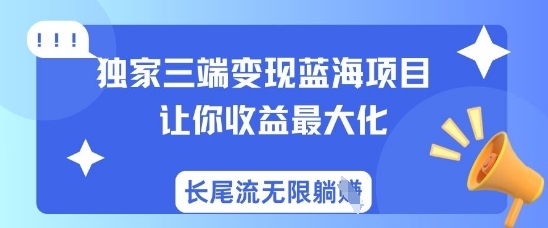 独家三端变现蓝海项目，让你收益最大化，长尾流无限躺挣-网赚项目平台