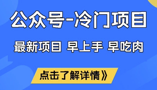 公众号冷门赛道，早上手早吃肉，单月轻松稳定变现1W【揭秘】-网赚项目平台