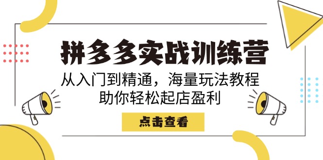拼多多实战训练营，从入门到精通，海量玩法教程，助你轻松起店盈利-网赚项目平台