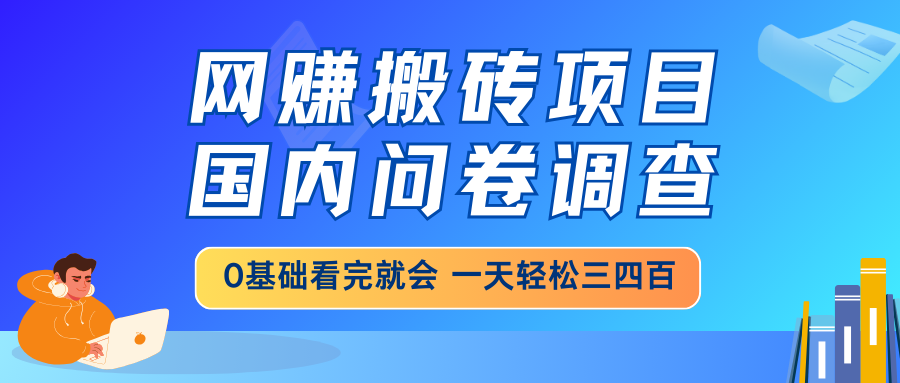 网赚搬砖项目，国内问卷调查，0基础看完就会 一天轻松三四百，靠谱副业…-网赚项目平台