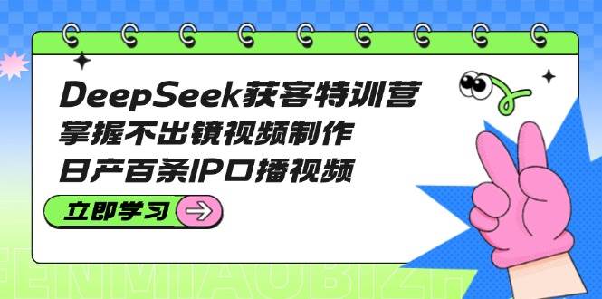 DeepSeek获客特训营：掌握不出镜视频制作，日产百条IP口播视频-网赚项目平台