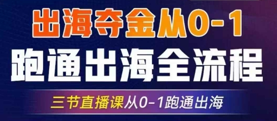 2025出海夺金从0-1跑通出海全流程，三节直播课从0-1跑通出海，教你用AI跑通全流程-网赚项目平台