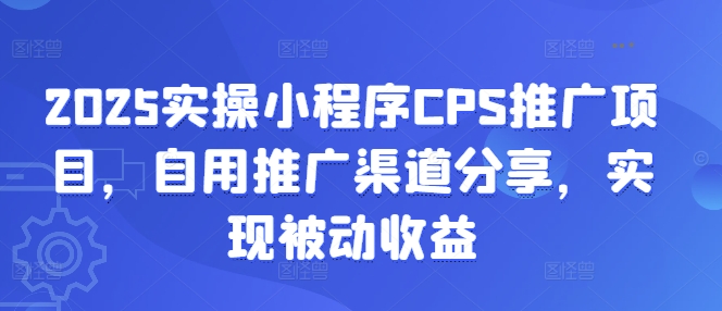 2025实操小程序CPS推广项目，自用推广渠道分享，实现被动收益-网赚项目平台