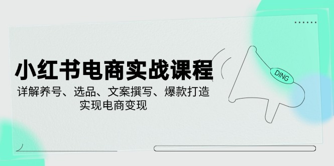 小红书电商实战课程，详解养号、选品、文案撰写、爆款打造，实现电商变现-网赚项目平台