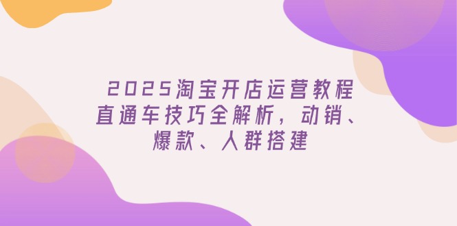 2025淘宝开店运营教程更新，直通车技巧全解析，动销、爆款、人群搭建-网赚项目平台