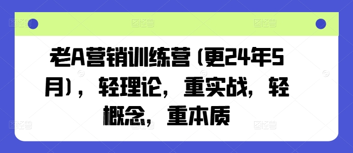 老A营销训练营(更25年3月)，轻理论，重实战，轻概念，重本质-网赚项目平台