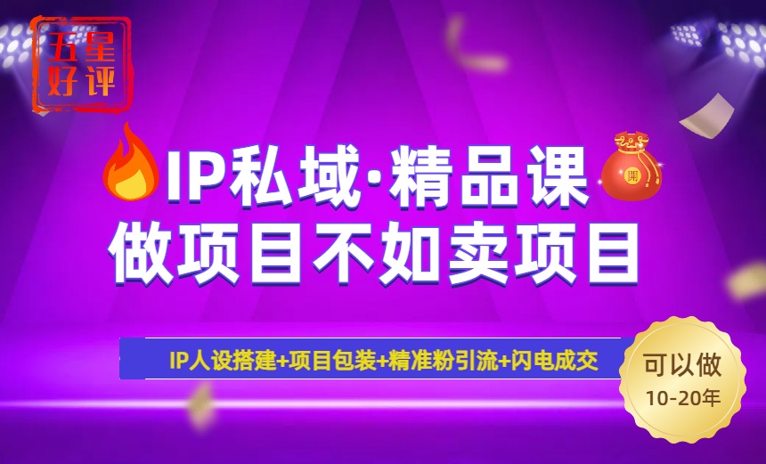 2025年“IP私域·密训精品课”，日赚3000+小白避坑年赚百万，暴力引流…-网赚项目平台