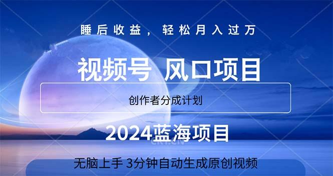 2024蓝海项目，3分钟自动生成视频，月入过万-网赚项目平台