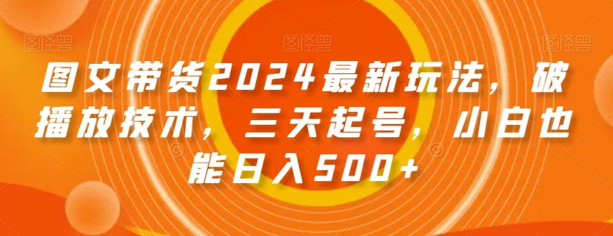 图文带货2024最新玩法，破播放技术，三天起号，小白也能日入500+【揭秘】-网赚项目平台