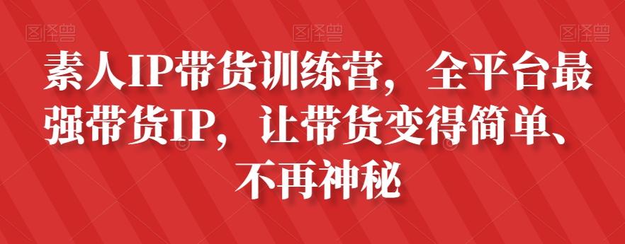 素人IP带货训练营，全平台最强带货IP，让带货变得简单、不再神秘-网赚项目平台