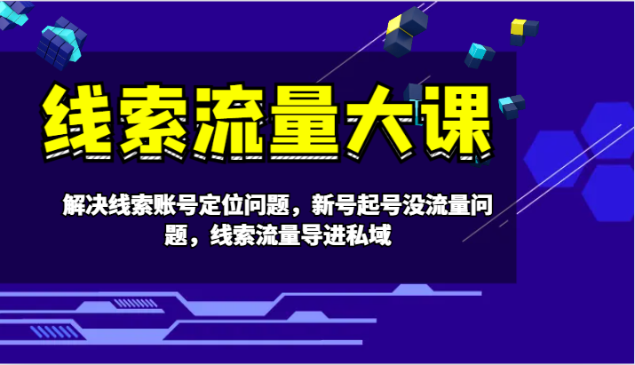 线索流量大课-解决线索账号定位问题，新号起号没流量问题，线索流量导进私域-网赚项目平台