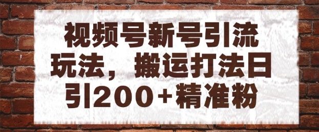 视频号新号引流玩法，搬运打法日引200+精准粉，可矩阵放大【揭秘】-网赚项目平台
