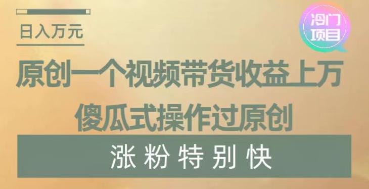 原创一个视频带货收益上万，傻瓜式操作过原创，几分钟做一个视频涨粉特别快【揭秘】-网赚项目平台