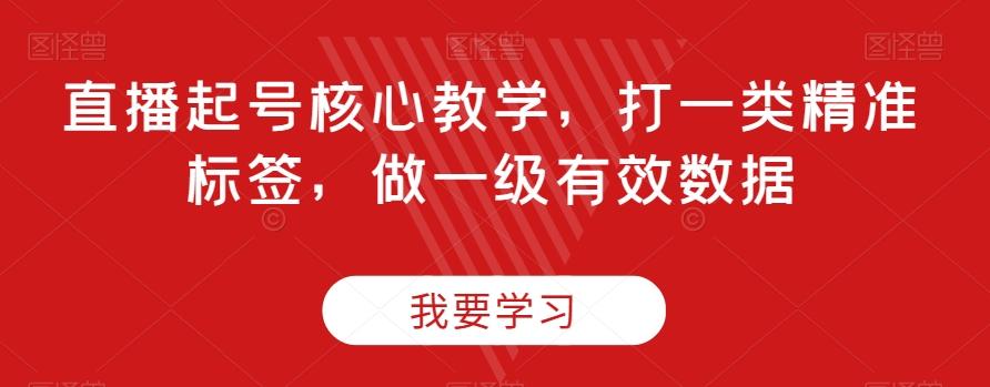 直播起号核心教学，打一类精准标签，做一级有效数据-网赚项目平台