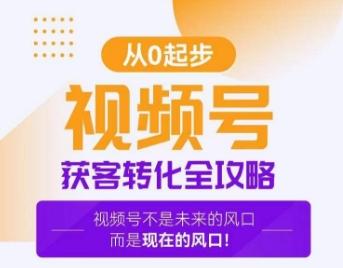 视频号获客转化全攻略，手把手教你打造爆款视频号！-网赚项目平台