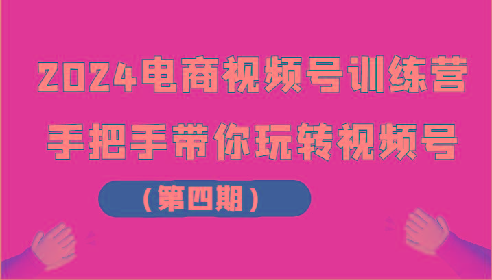 2024电商视频号训练营(第四期)手把手带你玩转视频号-网赚项目平台