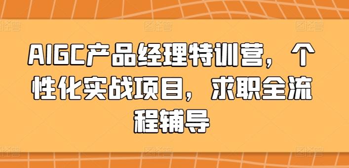 AIGC产品经理特训营，个性化实战项目，求职全流程辅导-网赚项目平台