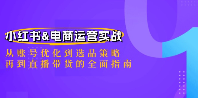 小红书&电商运营实战：从账号优化到选品策略，再到直播带货的全面指南-网赚项目平台