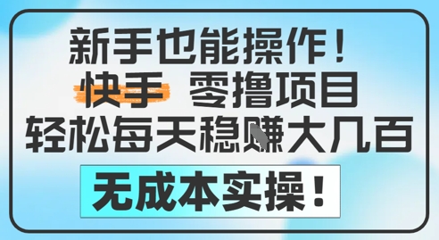 新手也能操作，快手零撸挣米，轻松每天挣2-5张，完全无成本-网赚项目平台