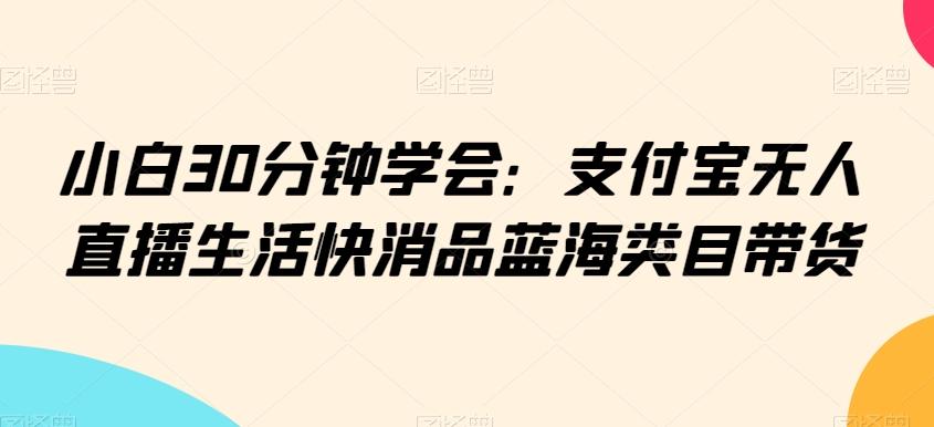 小白30分钟学会：支付宝无人直播生活快消品蓝海类目带货【揭秘】-网赚项目平台
