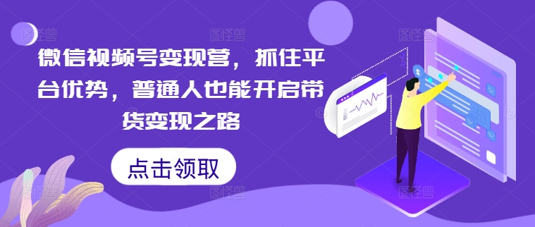 微信视频号变现营，抓住平台优势，普通人也能开启带货变现之路-网赚项目平台