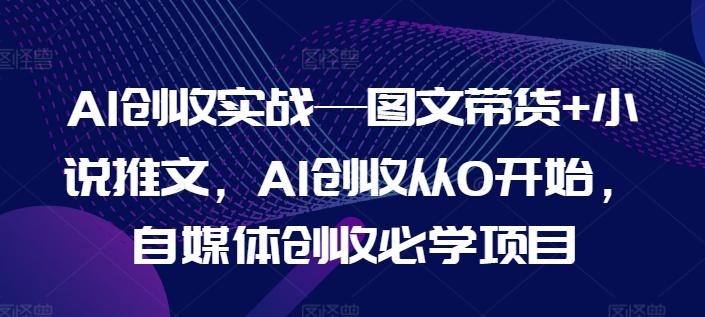 AI创收实战—图文带货+小说推文，AI创收从0开始，自媒体创收必学项目-网赚项目平台