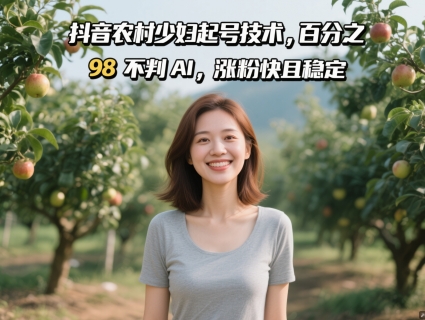 抖音农村少妇起号技术，百分之98不判AI，涨粉快且稳定-网赚项目平台
