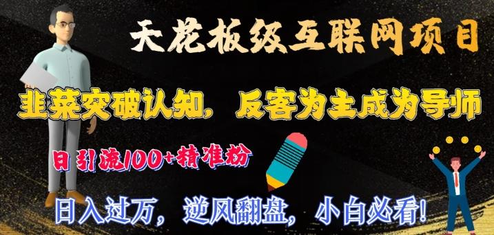 天花板级互联网项目，韭菜突破认知，反客为主成为导师，日引流100+精准粉-网赚项目平台