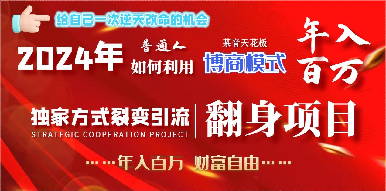 2024年普通人如何利用博商模式做翻身项目年入百万，财富自由-网赚项目平台