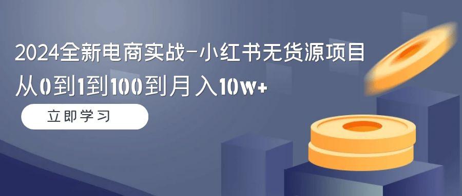 2024全新电商实战-小红书无货源项目：从0到1到100到月入10w+-网赚项目平台