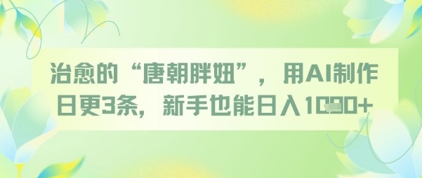 治愈的“唐朝胖妞”，用AI制作日更3条，新手也能日入多张-网赚项目平台