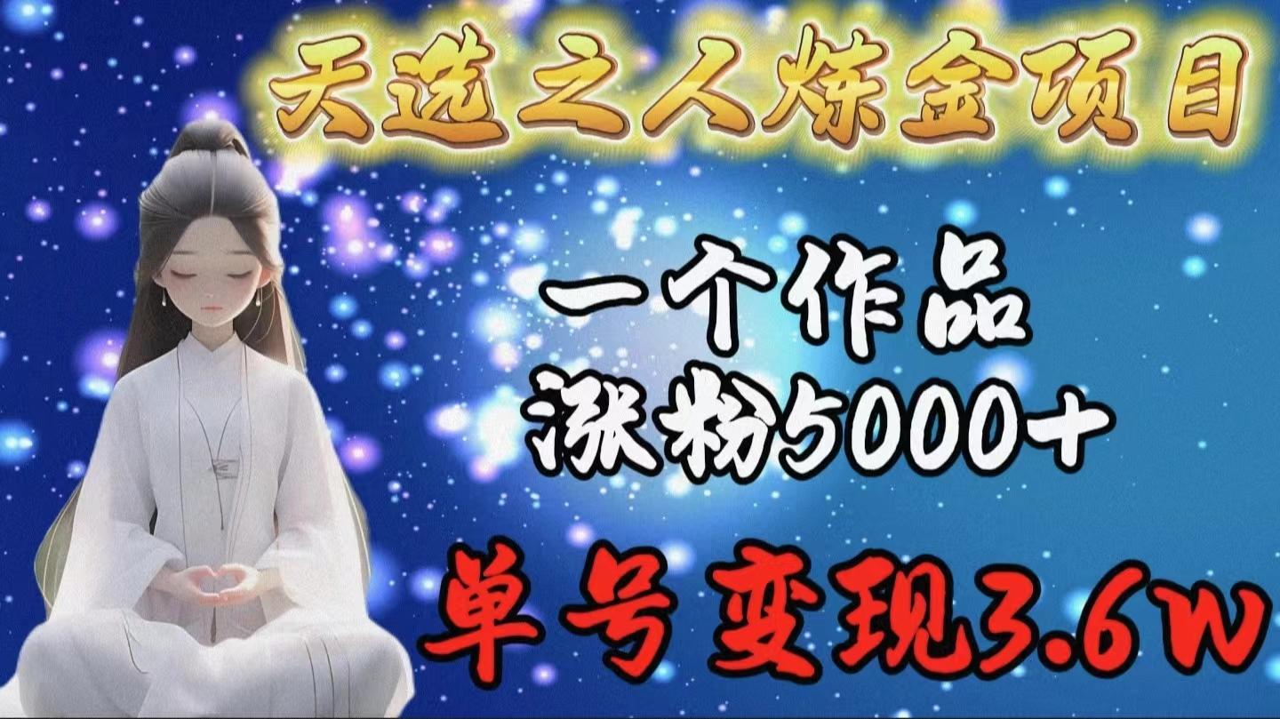 (9693期)天选之人炼金项目，一个作品涨粉5000+，单号变现3.6w-网赚项目平台