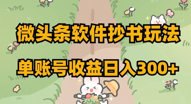 微头条软件抄书玩法，单账号收益日入300+【揭秘】-网赚项目平台