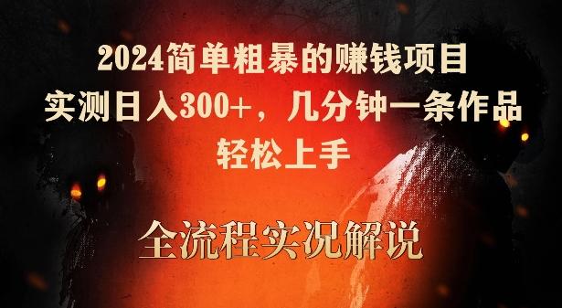 2024简单粗暴的赚钱项目，实测日入300+，几分钟一条作品，轻松上手【揭秘】-网赚项目平台